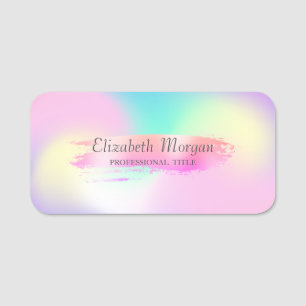 Porte-nom Élégant Stylé, Coup de Pinceau, Ombré Holographiqu