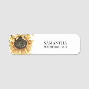 Porte-nom Elégante aquarelle tournesol floral