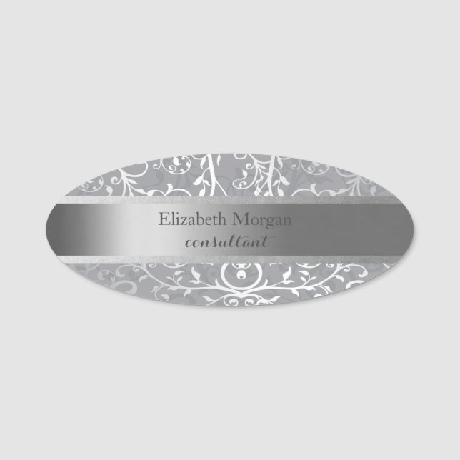 Porte-nom Élégante Bande D'Argent Élégante, Balances (Devant)