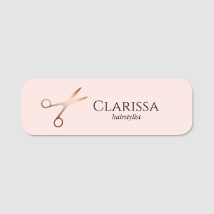 Porte-nom Elégante coupe-cheveux rose d'or