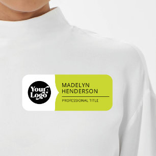 Porte-nom Employé Blanc Jaune Vert Logo d'entreprise Magnéti