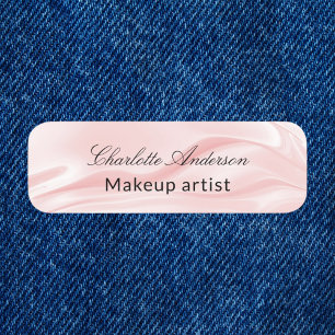 Porte-nom Employé de l'entreprise en satin de soie rose pâle