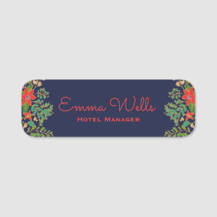 Porte-nom Employé de Noël Poinsettia
