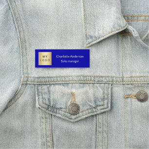 Porte-nom Employé du logo commercial bleu Royal