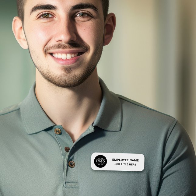 Porte-nom Employé du logo d'entreprise blanc personnalisé (Créateur téléchargé)