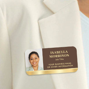 Porte-nom Employé ID d'entreprise Personnel Photo Brown Or