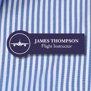 Porte-nom Employé moderne de l'aviation bleu marine professi
