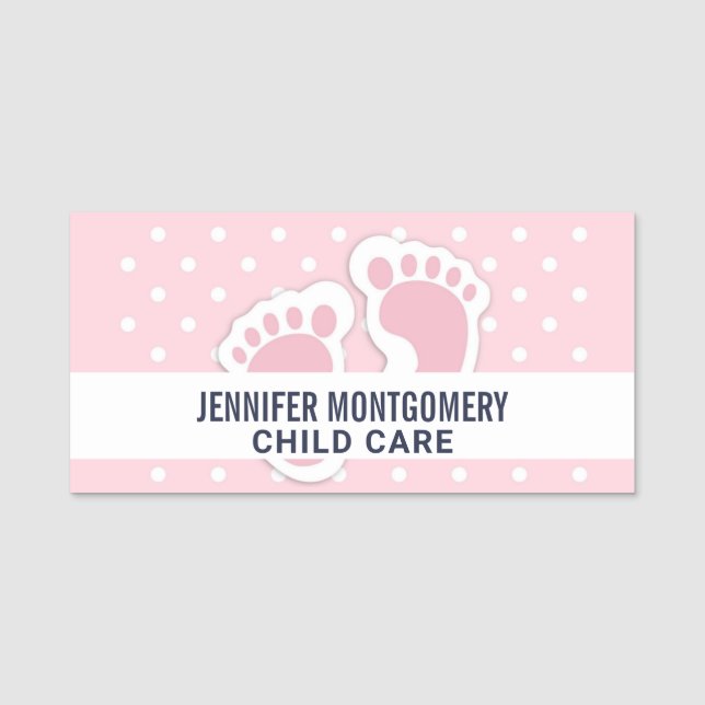 Porte-nom Empreintes Bébé Rose Cute (Devant)