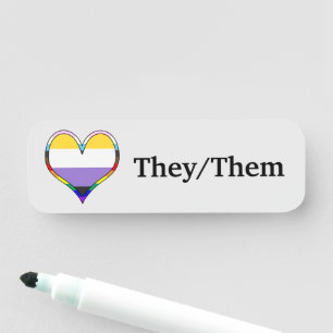 Porte-nom Enby Pride Heart
