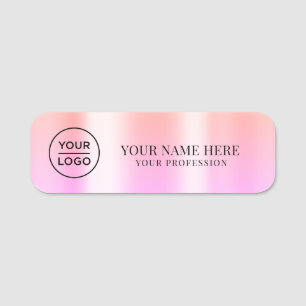 Porte-nom Épingle de sécurité employé avec logo rose orange 