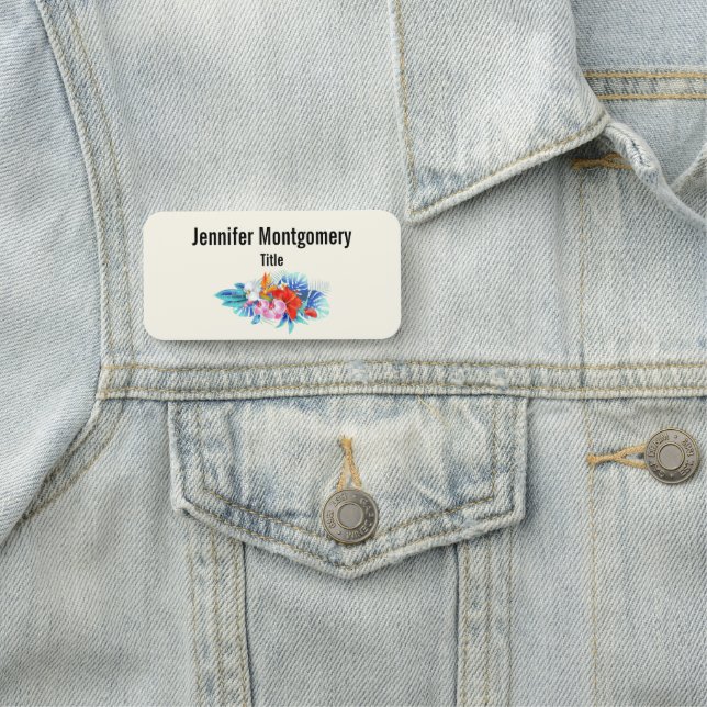 Porte-nom Exotic Tropical Flowers - Pink & Aquamarines (En situation)