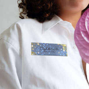 Porte-nom Fantastique Starry Glittery Bleu Et Or Professionn