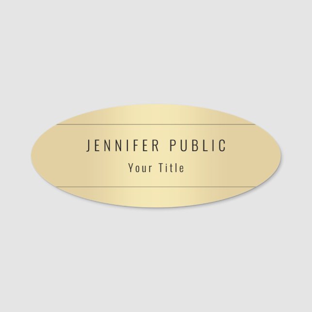 Porte-nom Faux Gold Modern Elegant Professional Modèle (Devant)