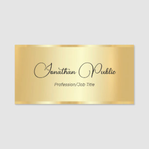 Porte-nom Faux Gold Script Modèle Nom Calligraphié Personnal