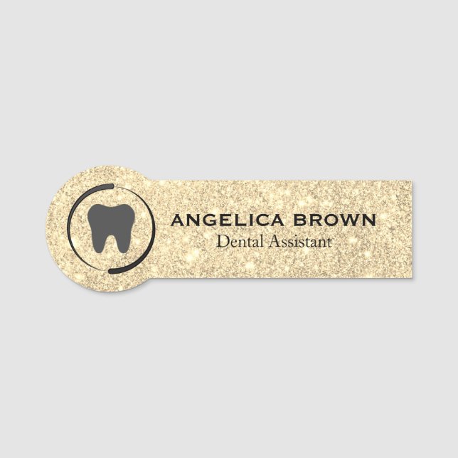 Porte-nom Faux Parties scintillant Dental Assistant Nom Bali (Devant)