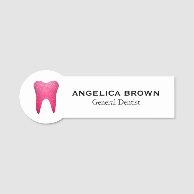 Porte-nom Faux Pink Parties scintillant General Dentist Name (Devant)