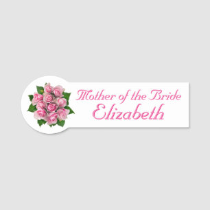 Porte-nom Fête de la mariée rose de roses