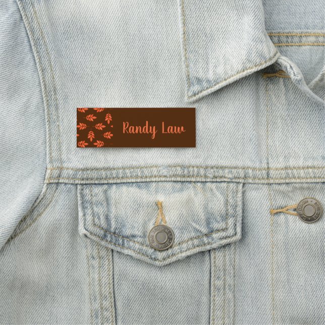 Porte-nom Feuille rouge nom personnalisé brun (En situation)