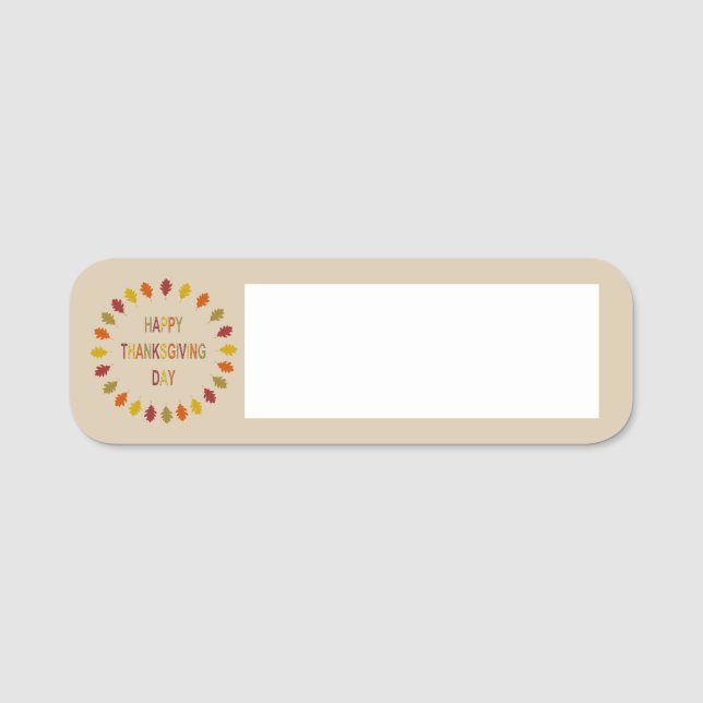 Porte-nom Feuilles de chêne de Thanksgiving (Devant)