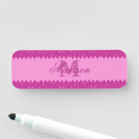 Fille rose parties scintillant zigzag, monogramme
