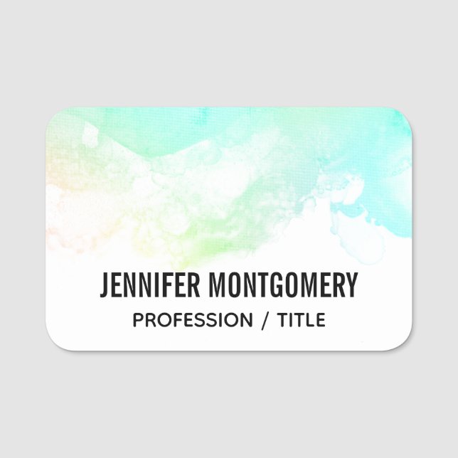 Porte-nom Flèches Abstraites vert et bleu (Devant)