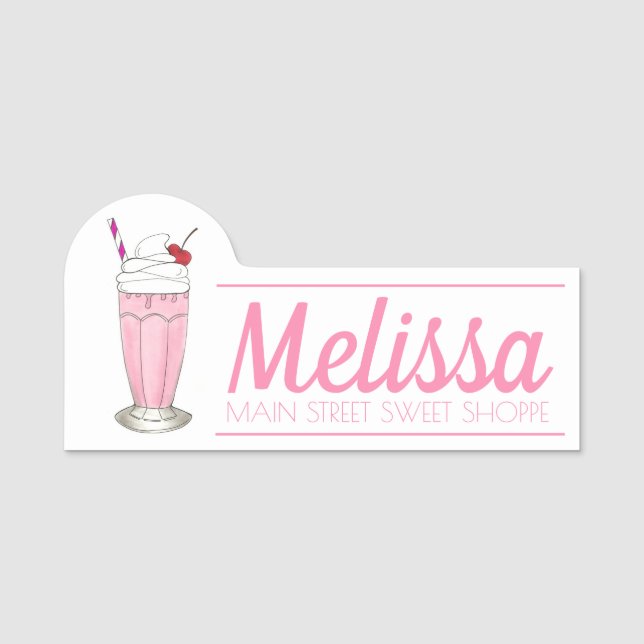 Porte-nom Fraise Shake Milkshake Ice Cream Flotte (Devant)