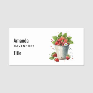 Porte-nom Fraises fraîches cuites dans un seau