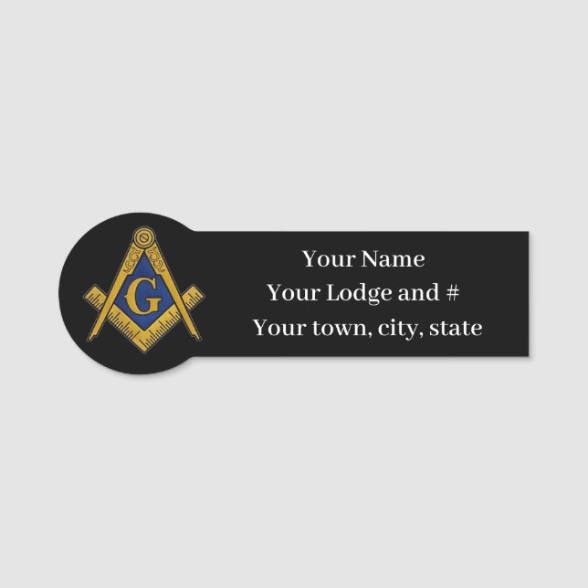 Porte-nom Freemason Masonic Carré et Compass (Devant)