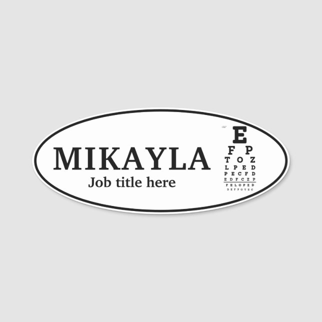 Porte-nom Fun Eyechart Optician Name Tag (Devant)