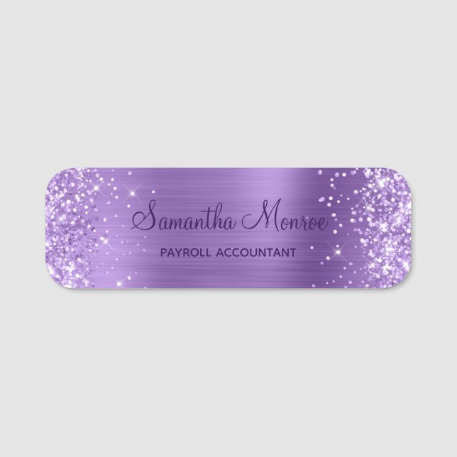 Porte-nom Glitterie Lampe Métallurgique Violet (Devant)