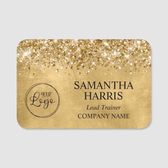 Porte-nom Glittery Gold Business Logo Company (Devant)