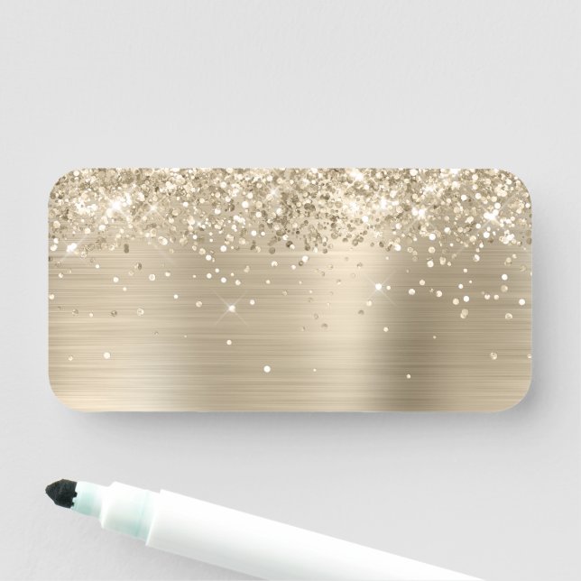 Porte-nom Glittery Pale Gold Metallic Blank (En situation)