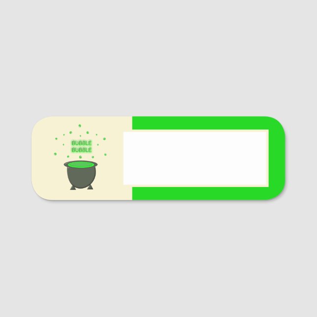 Porte-nom Halloween Cauldron et Bubbling Green Brew (Devant)