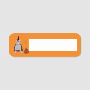 Porte-nom Halloween sorcière rat et chambre