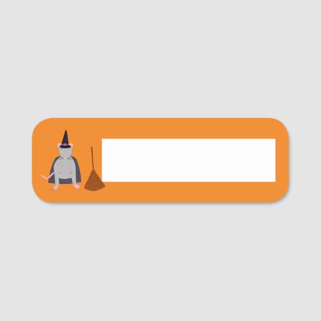 Porte-nom Halloween sorcière rat et chambre (Devant)