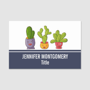 Porte-nom Happy Cute Cactus dans les pots de fleurs Illustra