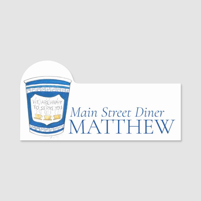 Porte-nom Heureux de vous servir NYC Grec Diner Coffee Cup (Devant)