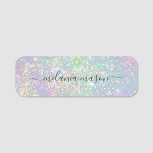 Porte-nom Holographique Parties scintillant de glam Élégante