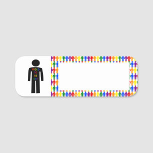 Porte-nom Hommes gays LGBTQ Silhouette et arc-en-ciel