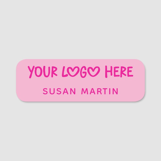 Porte-nom Hot Pink One Line Business Logo (Devant)