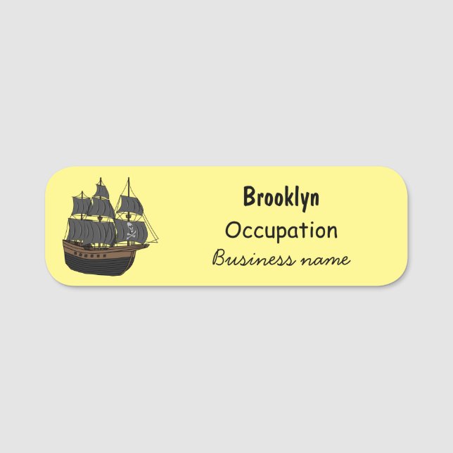 Porte-nom Illustration de bateau pirate (Devant)