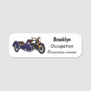 Porte-nom Illustration de moto pourpre Sidecar