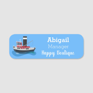 Porte-nom Illustration d'un bateau à chalutier mignon