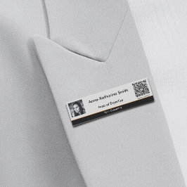 Porte-nom Image professionnelle Code QR Orange Accents gris