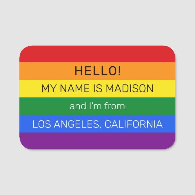 Porte-nom Indicateur Rainbow texte personnalisé (Devant)