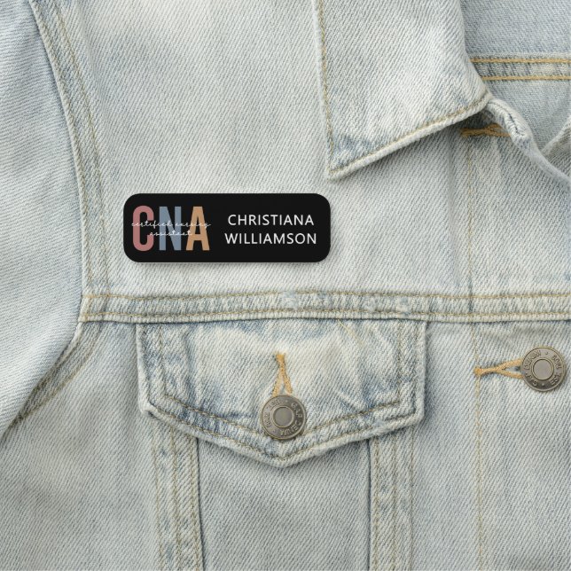 Porte-nom Infirmière certifiée CNA Retro personnalisée (En situation)