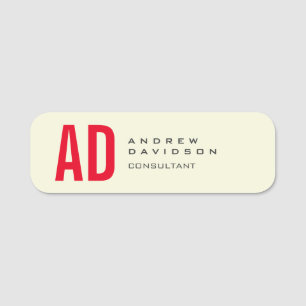 Porte-nom Initiales minimalistes modernes Monogramme rouge B