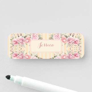 Porte-nom Jaune doux rayé