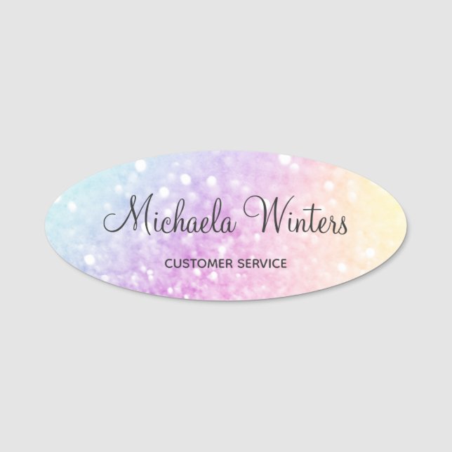 Porte-nom Jolie Parties scintillant Holographique Fille Glam (Devant)