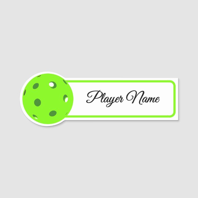 Porte-nom Joueur de Pickleball Balles Vertes Personnalisées (Devant)